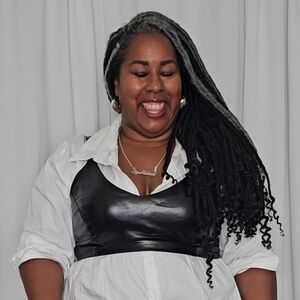 Eloquii Black Faux Leather Crop Top